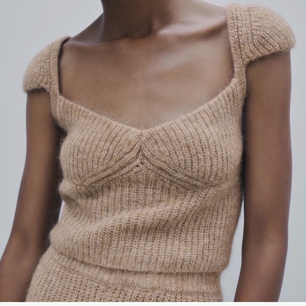 Zara Alpaca Wool Blend Knitted Crop Sweater Top